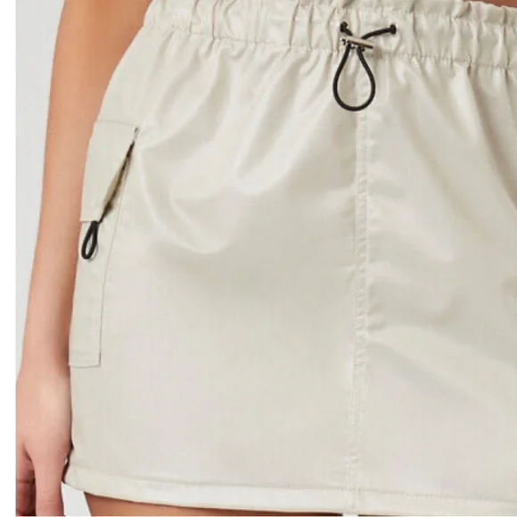 NWT ⚜️ Just Polly NY Forever 21 Toggle Drawstring Mini Skirt size L - Picture 7 of 15